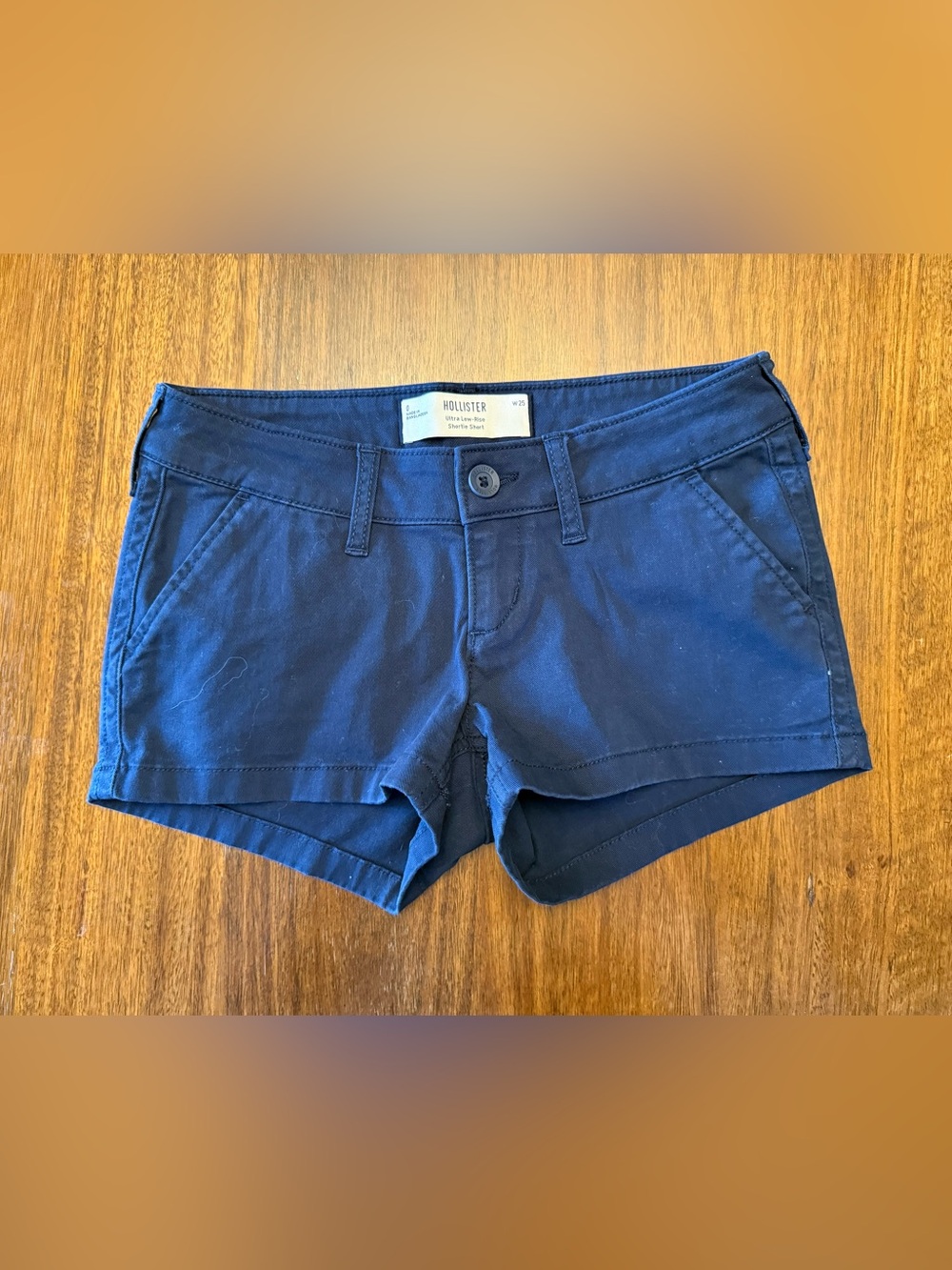 Hollister Ultra Low-Rise Shortie Short Navy Blue Waist 25 (Size 0)